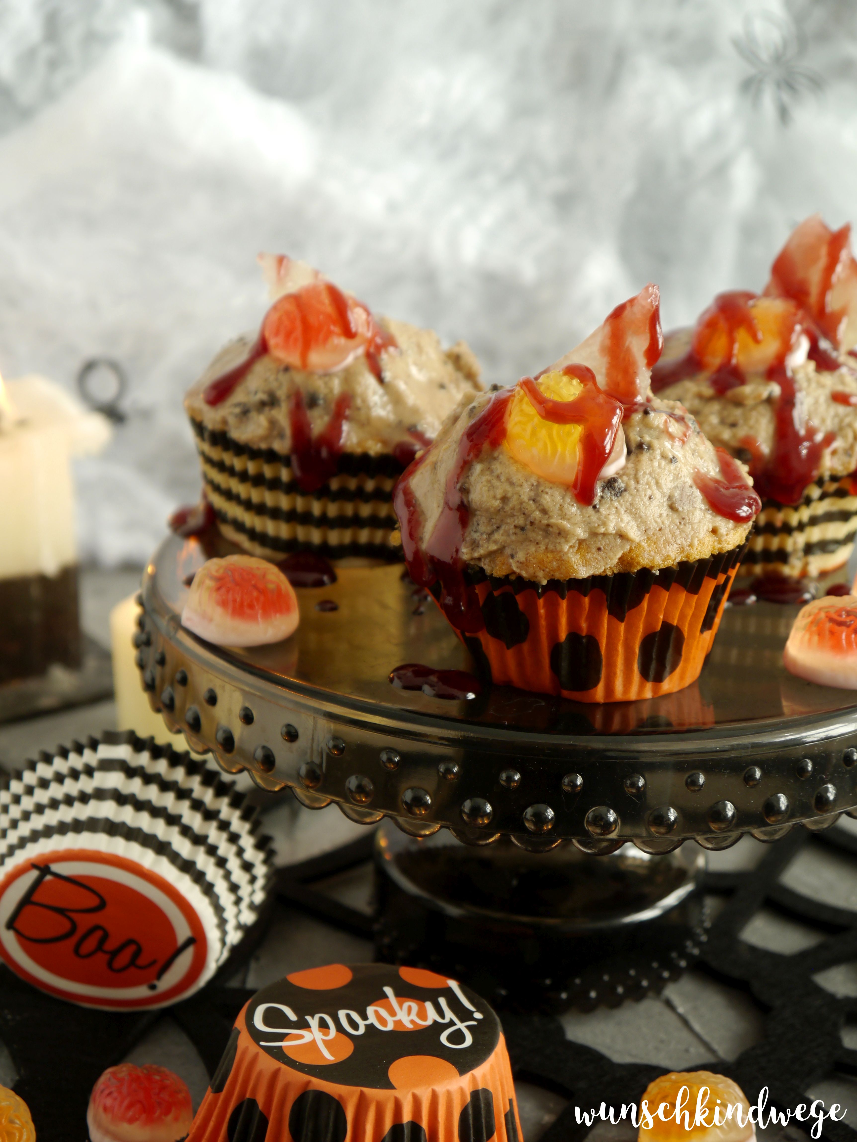 Glasscherben Cupcakes - Halloween Cupcakes mit Oreo Frosting