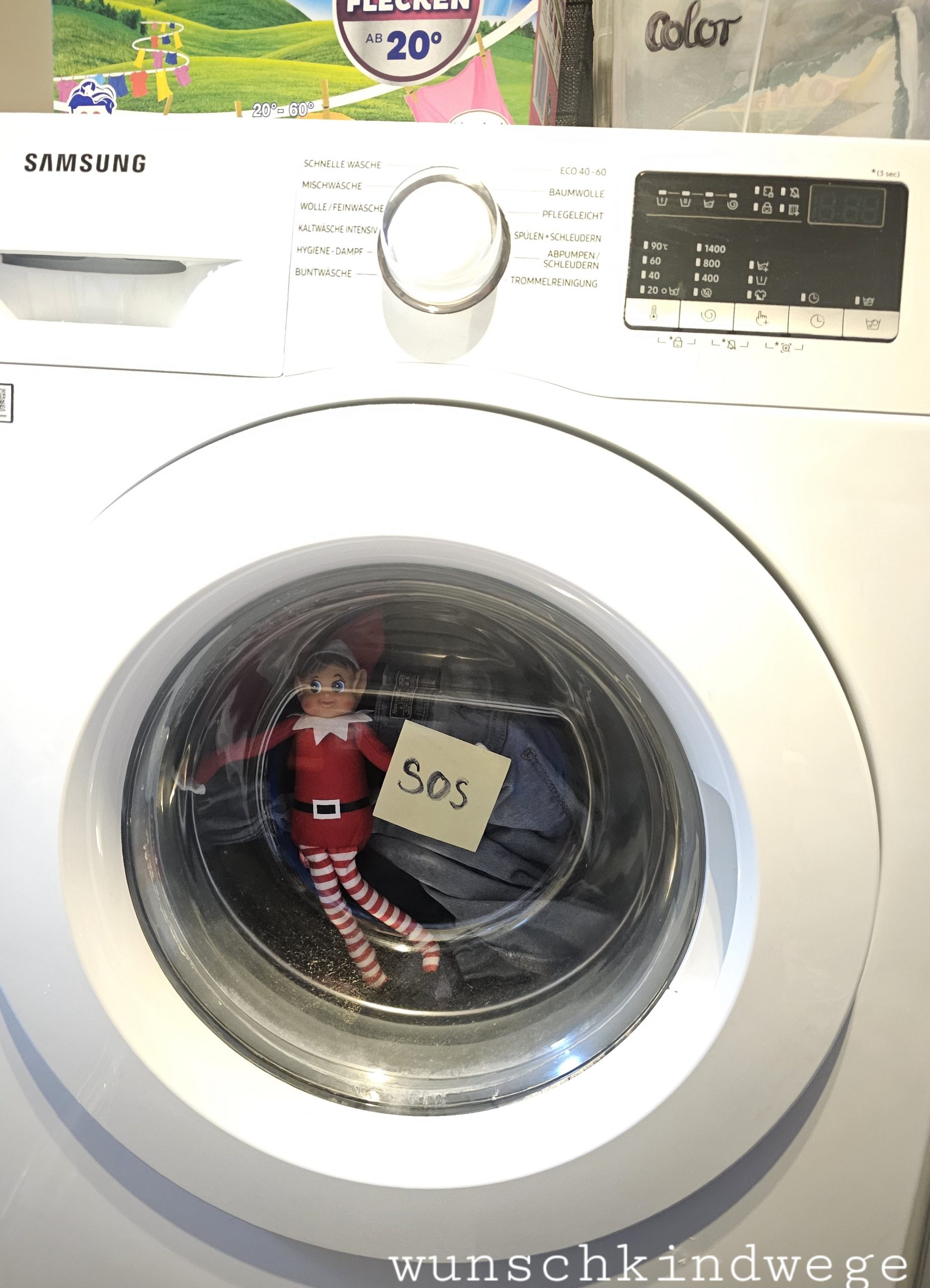 Elf on the Shelf in der Waschmaschine SOS